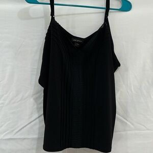 Lane Bryant Black Pleated V‑Neck Camisole with Adjustable Straps